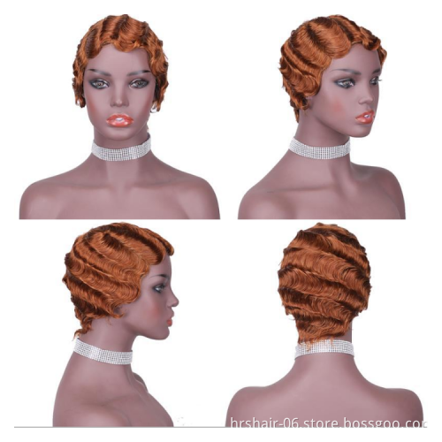 whosale vindors  ,  finger wave 100% human wigs pixie short wigs for black women